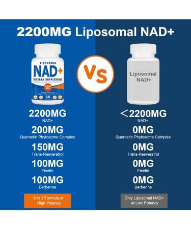 2200mg Liposomal NAD+ Supplement NAD Supplement for Cellular Energy Aging Defese 180 Capsules - Buy Online on GoSupps.com
