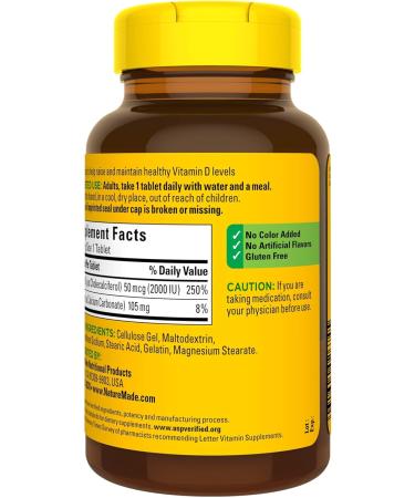 Vitamin D3 2000 IU 220 Tablets - Immune Health, Strong Bones & Muscles - 250% Daily Value - 1 Pack - Buy Online on GoSupps.com