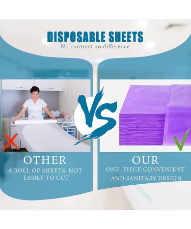 50-Pack 31x70 Inches Waterproof Disposable Bed Sheets - Purple Non-Woven Fabric for Spa, Beauty Salon, Hotels - Buy Online on GoSupps.com