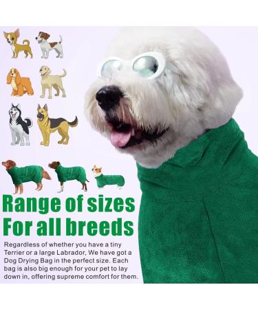 Dolahovy Dog Bathrobe - Super Absorbent Microfiber Drying Coat for Small to XL Dogs - Fast Drying Dog Towel in Green - Buy Online on GoSupps.com