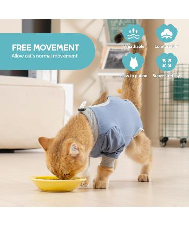 Avont Katzenbody Recovery Suit for Cats - Modal Leak Protection for Abdominal Wounds & Skin Diseases | Spay/Castration Weaning Clothing - Gray-Blue L - Buy Online on GoSupps.com