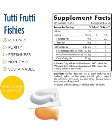 Nordic Naturals Omega-3 Fishies â€“ Yummy Tutti Frutti, 300 mg, 36 Gummies - Buy Online on GoSupps.com