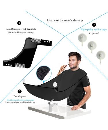 1DOT2 BART Waterproof Apron & Beard Stencil Gift for Men - Shaving Cloak & Hair Catcher - Black 109x79cm - Buy Online on GoSupps.com