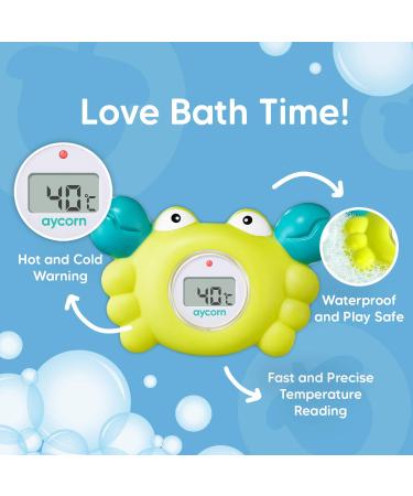 Aycorn Digital Baby Bath Thermometer - LED Fahrenheit Water & Room Temperature Monitor with Safety Warning - Infant Floating Bath Toy - Buy Online on GoSupps.com