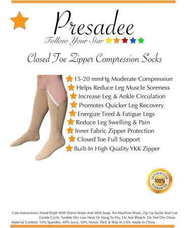 Ivory Closed Toe 15-20 mmHg Compression Socks with YKK Zipper - International Shipping Available - Buy Online on GoSupps.com