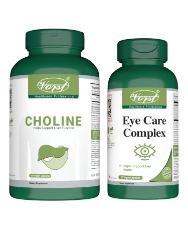 VORST Choline Bitartrate 180 Vegan Capsules and Eye Care Complex 90 Vegan Capsules (Combo Bundle 2 Bottles)