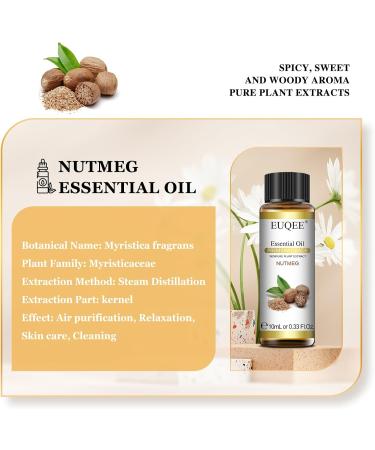 EUQEE Nutmeg Essential Oil 10ml Pure Natural Nutmeg Oils Aromatherapy Essential Oils for Diffusers for Home Relax Humidifiers Nutmeg 10.00 ml (Pack of 1) - Buy Online on GoSupps.com