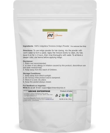 mGanna 100% Natural Indigo Powder For Hair Dye and Color 0.50 LBS 227 GMS | No Sulfates | No PPD or Any Chemicals for Healthy Hair Care - Buy Online on GoSupps.com