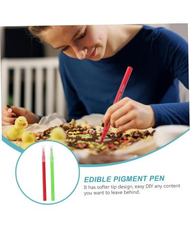 CATIEBYE 2pcs Can Be Food Coloring Pen White Edible Marker Chocolate Mark Pen Edible Food Markers Plastic 16.60X1.00X1.00CM Red Green - Buy Online on GoSupps.com