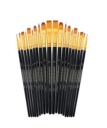 Transon 20pcs Art Painting Brush Set for Acrylic Watercolor Gouache Hobby Craft Face Painting Black