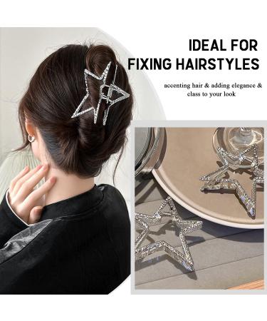 Silver Star Metal Hair Claw Clip - Stylish Hair Barrette for Women and Girls - Buy Online on GoSupps.com
