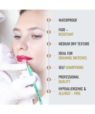 BRAWNA 6 Pcs Pro Lip Pencils with Sharpener - Waterproof Peel Off Lip Pencil Set - PMU Lip Blush Supplies - Red - Buy Online on GoSupps.com