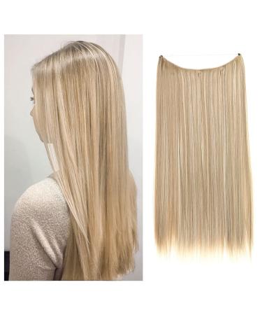Invisible Wire Hair Extensions 22 Inch Straight Dirty Blonde Long Synthetic Hairpieces Adjustable Headband for Women Heat Resistant Fiber No Clip SARLA 22 Inch (Pack of 1) Dirty Blonde