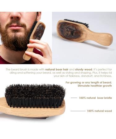 Wooden Handle Boar Bristle Beard Brush Comb Set for Men - Grooming Kit for Growth, Styling, and Smoothing - Perfect Gift Idea - BESTOOL - Buy Online on GoSupps.com
