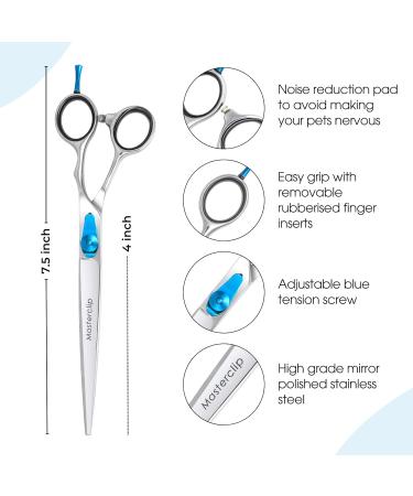 Masterclip 7.5 Essentials Finishing Scissors - Professional Grade Stainless Steel Dog Grooming Scissors for Precise Cuts (Right Handed) - Buy Online on GoSupps.com