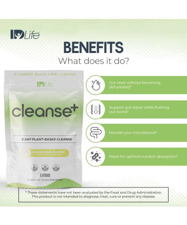 IDLife Lemon-Lime Cleanse+ Powder Drink Mix - 5-Day Gut Reset Formula for Healthy Elimination and Nutrient Absorption, Feel Lighter - 5 Sticks per Bag - Buy Online on GoSupps.com