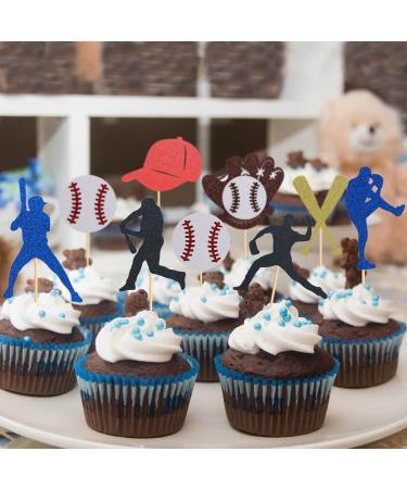 UXYOKM 24Pcs Baseball Cupcake Toppers Glitter Baseball Players Cupcake Picks Baby Shower Kids Birthday Sport Theme Party Cake Decorations Supplies - Buy Online on GoSupps.com