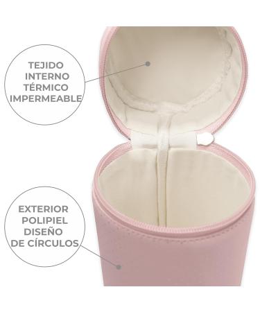 Duffi Baby Thermal Bottle Holder - Isothermal Synthetic Leather Bag for Bottles | Easy Clean Pink Circles - International Shipping - Buy Online on GoSupps.com