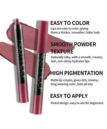 Boobeen Matte Lipstick Pencil - High Pigment, Waterproof Lip Crayon Stick for Women - Smooth Makeup Finish - Non-Fade Matte Lip Stain 01 - Buy Online on GoSupps.com