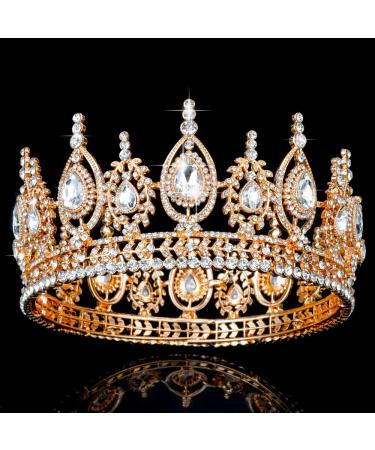 TOBATOBA Gold Crown for Women  Royal Queen Crown  Crystal Gold Princess Tiaras and Crowns for Girls  Wedding Tiara for Bride  Headpiece for Pageants Proms Halloween Costume Renaissance Faire Birthday