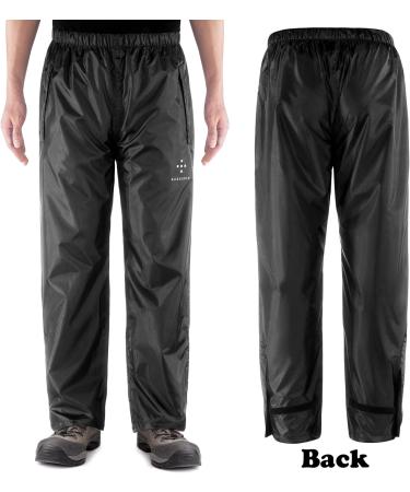 AXESQUIN Men's Waterproof Rain Pants - Lightweight, Packable & Windproof Outdoor Over Pants for Hiking & Fishing | Black, Large - Buy Online on GoSupps.com