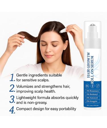 S rum capillaire roll-on au romarin pour la croissance des cheveux 25 ml contr le la chute des cheveux soin naturel du cuir chevelu contr le des frisottis chez les personnes g es (5) - Buy Online on GoSupps.com