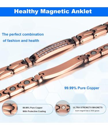 Shop Elegant Copper Ankle Bracelet for Women | Adjustable 8.85in Crystal Magnetic Anklet Perfect Healthy Jewelry Gift - Buy Online on GoSupps.com