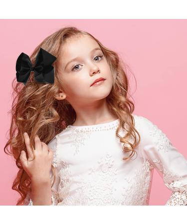 Sibba 6 Inch Vintage Ribbon Hair Bows Clips Barrettes - 2 Piece Black Ponytail Holder for Girls and Women | Cheerleading Hairpin for Christmas & Valentine's Day - Buy Online on GoSupps.com