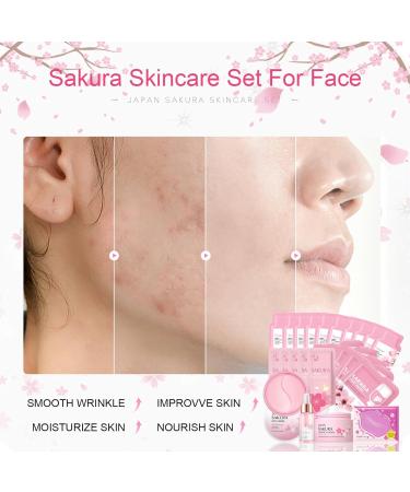 Skincare Set for Teenage Girls - Japan Sakura 24PCS | Cleanser Toner Serum & More - International Shipping - Buy Online on GoSupps.com