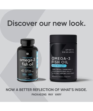 Sports Research Omega-3 Fish Oil 1250mg - Triple Strength 90 Softgels for Heart & Joint Health - Buy Online on GoSupps.com