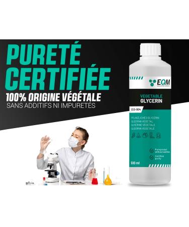 EQM ECO-904 Vegetable Glycerine 500 ml Purity 99.5% Glycerol 100% Natural Natural Moisturizer for Hair and Skin Ideal for Soaps Shampoos and Creams. - Buy Online on GoSupps.com