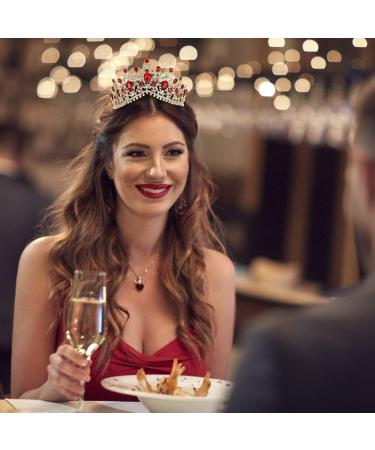 NODG Red Crystal Crown for Women - Princess Queen Vintage Tiara for Birthday, Wedding, Prom - Bridal Hair Accessory for Girls and Adults - Buy Online on GoSupps.com