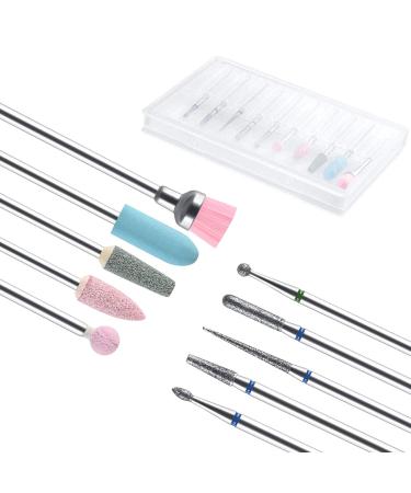 Jeopoom nail miller grinding heads bits 10 pieces bits for nail miller nail files for gel nails for the manicure pedicure polishing the nail surface professional nail miller attachments kit