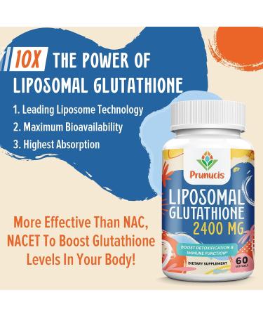 2400MG Liposomal Glutathione Supplement with Vitamin C - Non-GMO Master Antioxidant Enhanced Absorption Boost Immune System - 120 Softgels (2 Packs - Buy Online on GoSupps.com
