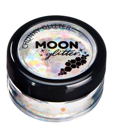 Iridescent Chunky Glitter by Moon Glitter - White - Cosmetic Festival Makeup Glitter for Face Body Nails Hair Lips - 3g - Buy Online on GoSupps.com