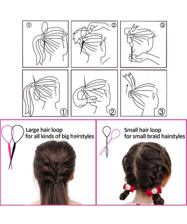 Professional Hair Styling Set: Topsy Tail Tools, French Braid Loop, Tail Braiding Combs with 50 Rubber Bands - 6 Pcs - Buy Online on GoSupps.com