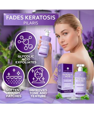 BELLISSO Glycolic Acid Body Wash - Exfoliating AHA Liquid Soap for Rough and Bumpy Skin - Gentle Exfoliant - Bump and Lump Eraser Formula - 16 Fl Oz - Buy Online on GoSupps.com