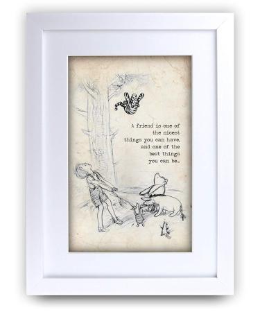 HWC Trading FR Winnie the Pooh Nicest Best Friend A3 Framed Printed Quote  Nursery Print Baby Shower Room Gifts New Born Bedroom Gift Print Photo  Picture Frame Display