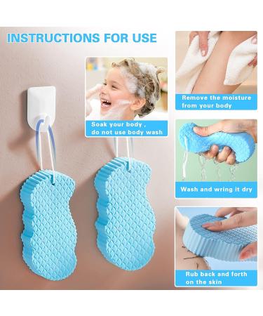 2 Pcs Super Soft Exfoliating Bath Sponge  Ultra Soft Bath Sponges for Shower Reusable 3D Bath Sponge Shower Brush Painless Dead Skin Remover Body Sponge for Adults Children Pregnant  Blue - Buy Online on GoSupps.com