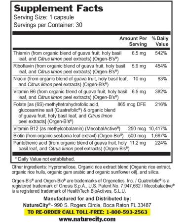 NatureCity True-B Plant Based Vitamin B-Complex 30 Vegan Capsules - Whole Food Sources - Buy Online on GoSupps.com