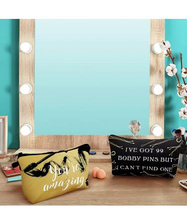 10 Pieces Letters Makeup Bags Cosmetic Pouch Travel Organizer Toiletry Bag - Gold & Pink Style for Women Girls - Perfect Christmas Gift - Buy Online on GoSupps.com