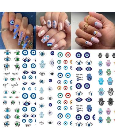 Self-adhesive Design for Nail Salons Easy to Apply Lucky Blue Colorful Evil Eye Nail Sticker Eye Evil Nail Art Sticker 3D Nail Decals(WG841) - Buy Online on GoSupps.com