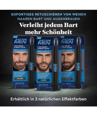 Just for Men 1-Day Beard & Eyebrow Color | Medium Brown | Temporary Hair Dye for Men | Up to 30 Applications | Defined Look - Buy Online on GoSupps.com