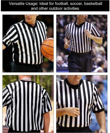 FitsT4 Men's Black & White Stripe Referee Shirt - V-Neck Short Sleeve Uniform for Soccer, Basketball, Football - Size XL - Buy Online on GoSupps.com
