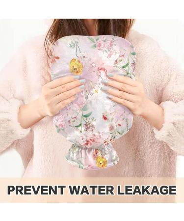 Naanle 2L Hot Water Bottle with Pink Flower Cover | Large Pain Relief & Warmth for Back Hands & Feet | Transparent Design for Cold Therapy - Buy Online on GoSupps.com