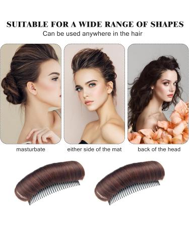 Natural Wig Piece 2 Insert False Hair Comb Tool Bump Up Fake Hair Comb Clip Great for Additional Hair Volume Fine and Thin Hair DIY Hairstyle Changed the shape of Your Head (dark brown) - Buy Online on GoSupps.com