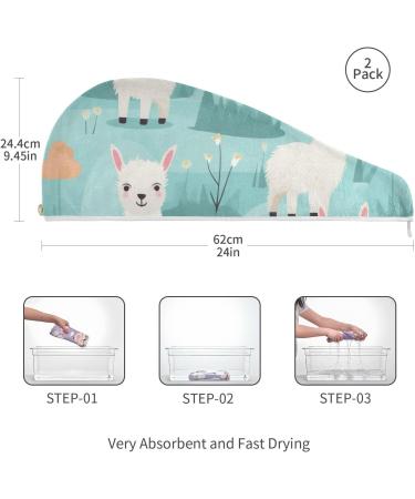 Llama Alpaca Hair Towel 2 Pack - Super Absorbent Quick Dry Hair Turbans for Women & Girls - Buy Online on GoSupps.com