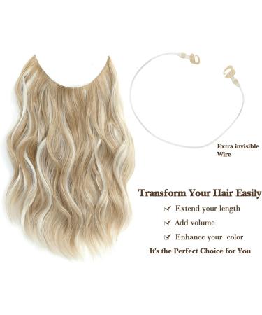 Ms Taj Halo Hair Extensions 12 Sandy Blonde Curly Hair Piece with Adjustable Clips - Synthetic Invisible Halo Extension for Women - Buy Online on GoSupps.com