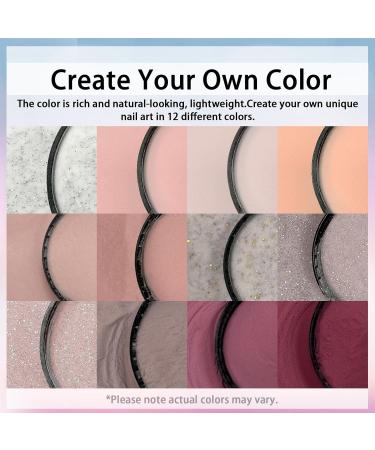 Lofuanna 24Pcs Dip Powder Nail Kit - 12 Colors Nude Pink Purple Glitter Starter Kit | All-in-One DIY French Manicure Set for Beginners - No UV/LED Needed - Buy Online on GoSupps.com