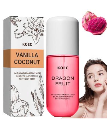 Koec Vanilla Coconut Perfume Vanilla Skin Body Mist Koec Hair Perfume Vanilla Essential Oil For Skin Vanilla Coconut Hair And Body Perfume Spray (Rose Lychee) (Dragon Fruit)